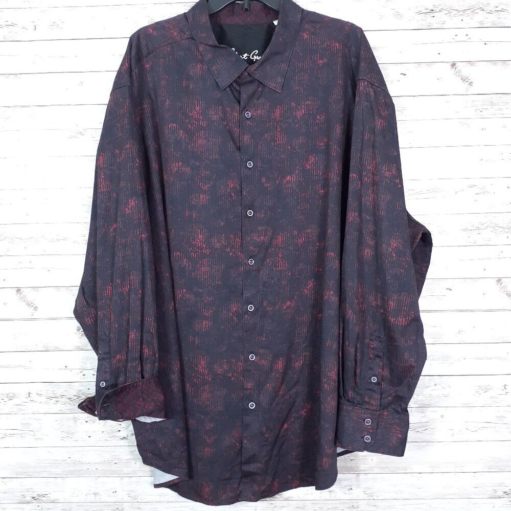 Robert Graham Mens Button Up Shirt 4XL Flip Cuff Pink Black 334